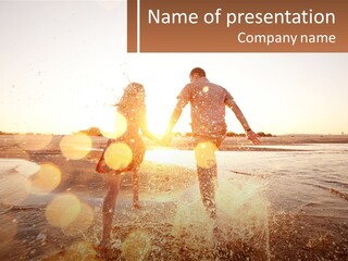 A Man And A Woman Are Standing In The Water PowerPoint Template