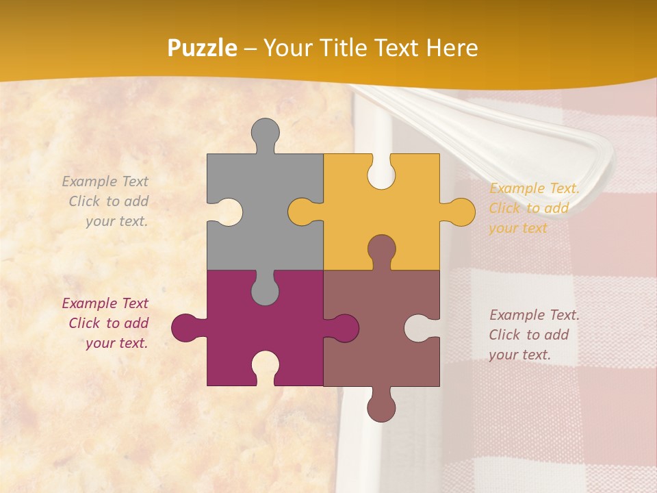 A Casserole Dish With A Fork On A Red And White Checkered Table PowerPoint Template