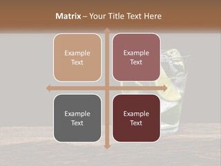 A Glass Of Water With Limes And Ice On A Wooden Table PowerPoint Template