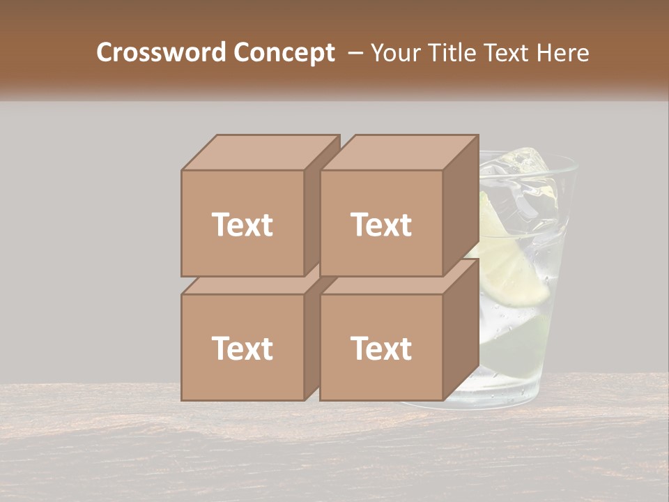 A Glass Of Water With Limes And Ice On A Wooden Table PowerPoint Template