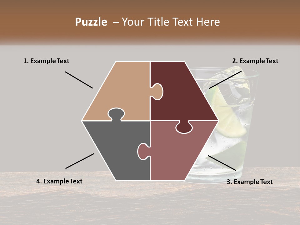 A Glass Of Water With Limes And Ice On A Wooden Table PowerPoint Template