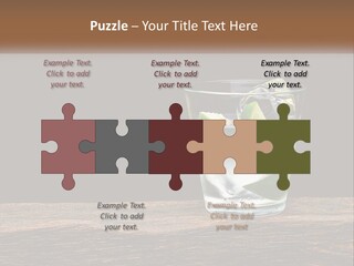 A Glass Of Water With Limes And Ice On A Wooden Table PowerPoint Template