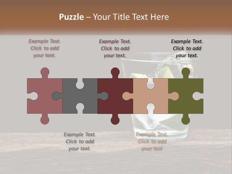 A Glass Of Water With Limes And Ice On A Wooden Table PowerPoint Template