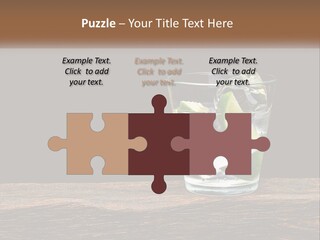 A Glass Of Water With Limes And Ice On A Wooden Table PowerPoint Template