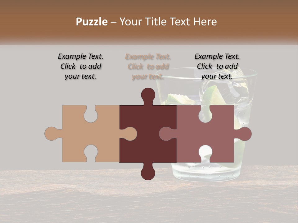 A Glass Of Water With Limes And Ice On A Wooden Table PowerPoint Template