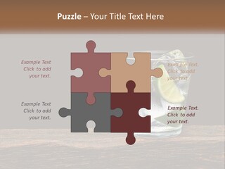 A Glass Of Water With Limes And Ice On A Wooden Table PowerPoint Template