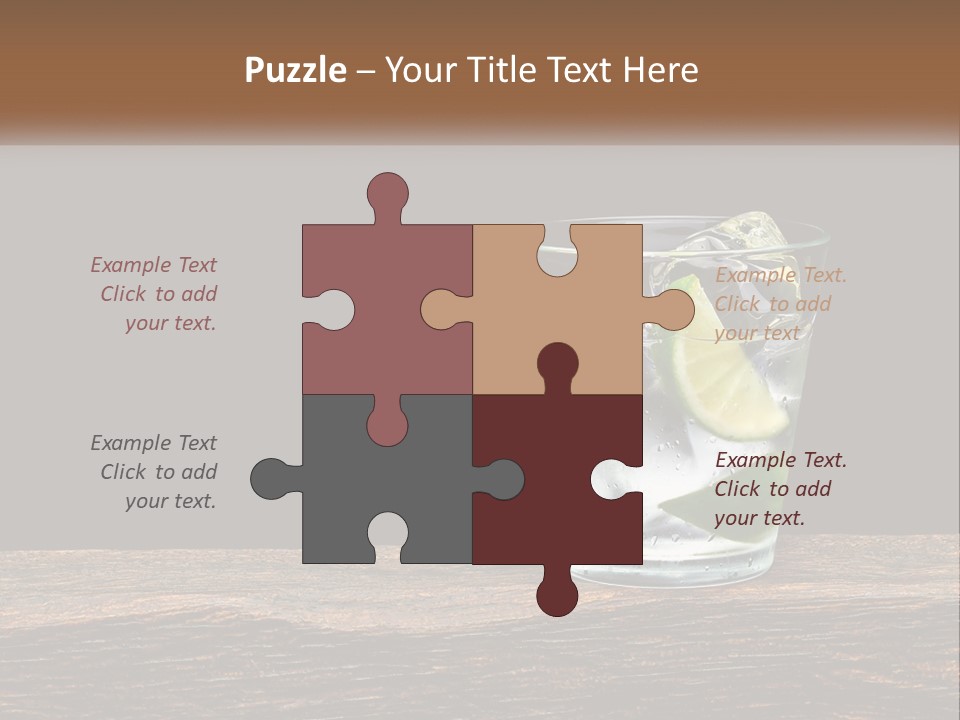 A Glass Of Water With Limes And Ice On A Wooden Table PowerPoint Template