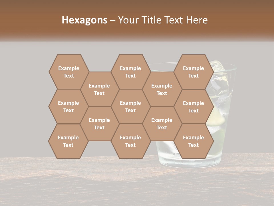 A Glass Of Water With Limes And Ice On A Wooden Table PowerPoint Template