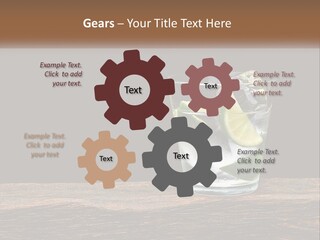 A Glass Of Water With Limes And Ice On A Wooden Table PowerPoint Template