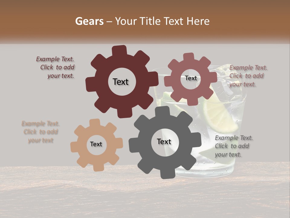 A Glass Of Water With Limes And Ice On A Wooden Table PowerPoint Template