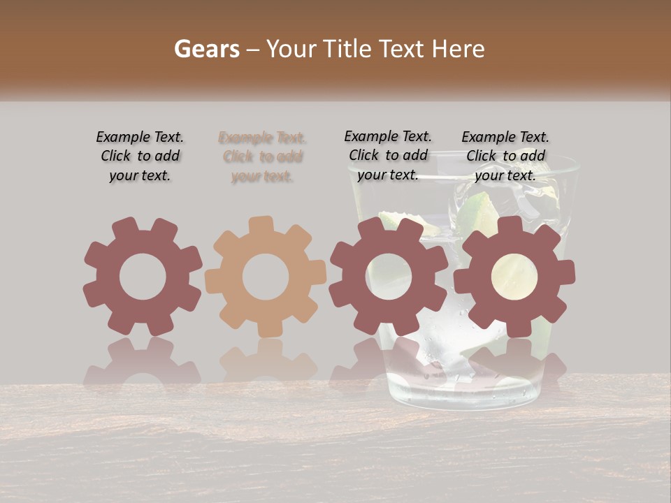 A Glass Of Water With Limes And Ice On A Wooden Table PowerPoint Template