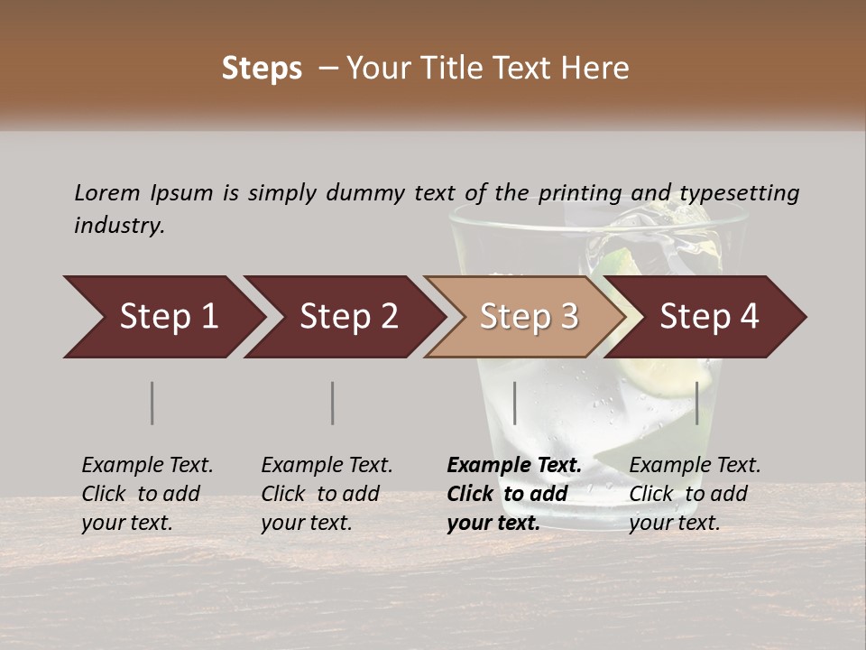 A Glass Of Water With Limes And Ice On A Wooden Table PowerPoint Template