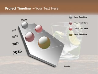 A Glass Of Water With Limes And Ice On A Wooden Table PowerPoint Template
