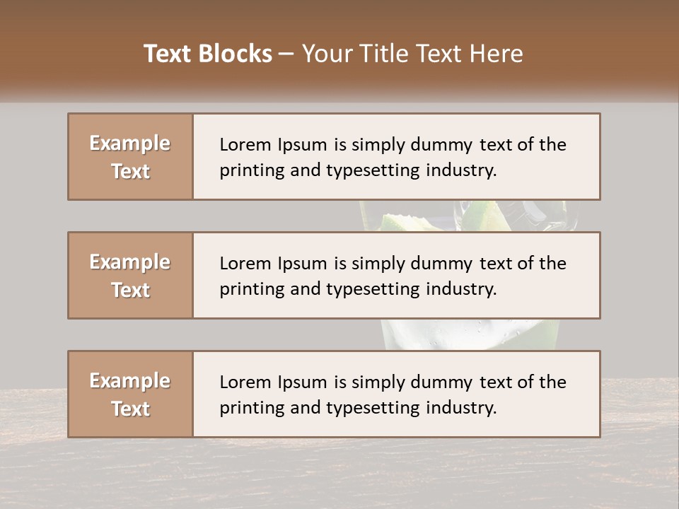 A Glass Of Water With Limes And Ice On A Wooden Table PowerPoint Template
