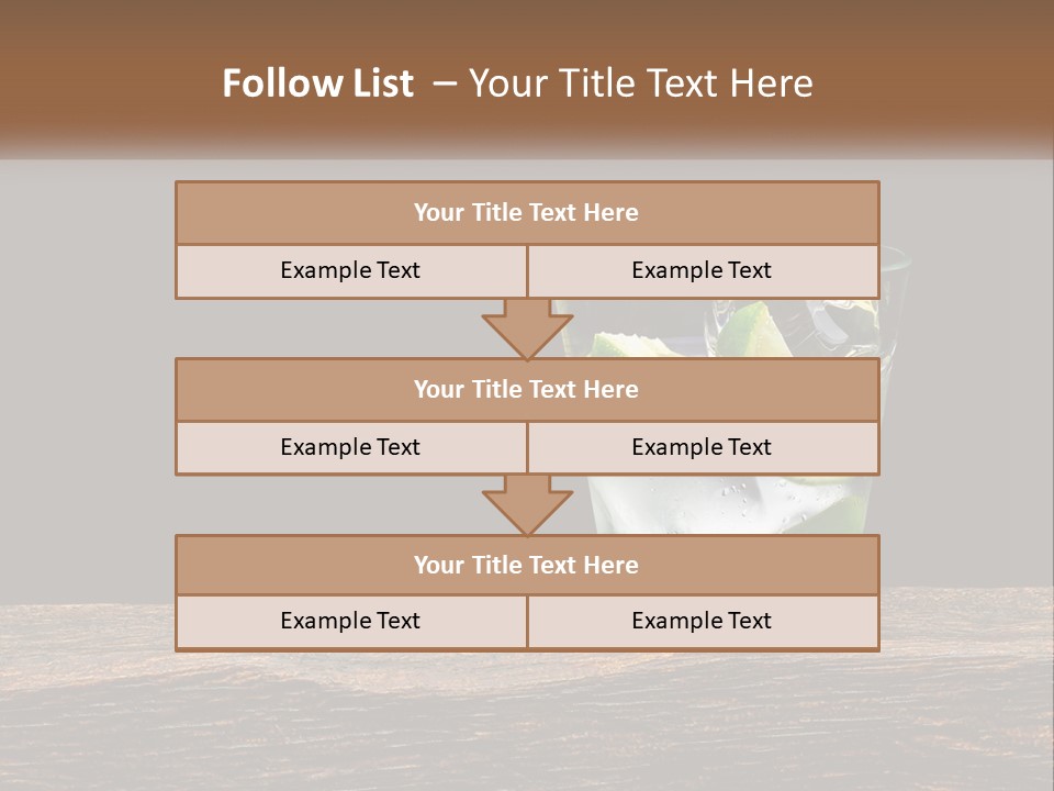 A Glass Of Water With Limes And Ice On A Wooden Table PowerPoint Template