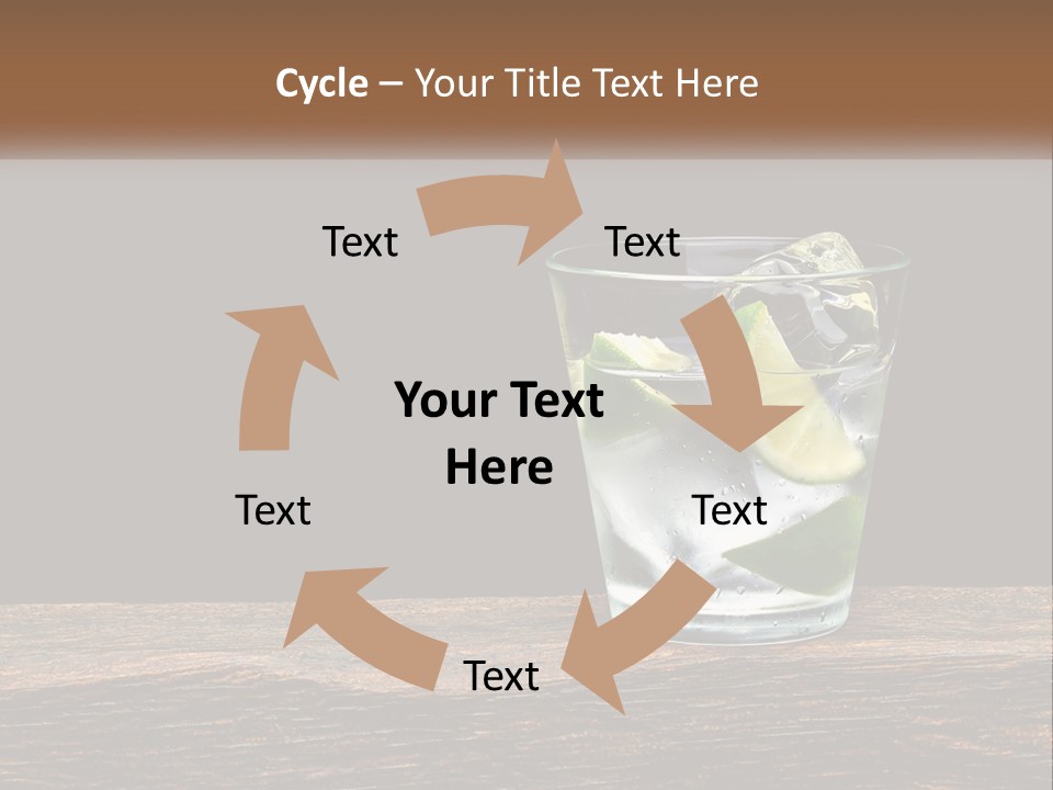 A Glass Of Water With Limes And Ice On A Wooden Table PowerPoint Template