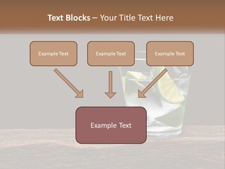 A Glass Of Water With Limes And Ice On A Wooden Table PowerPoint Template