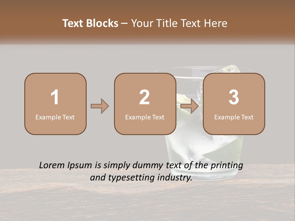 A Glass Of Water With Limes And Ice On A Wooden Table PowerPoint Template