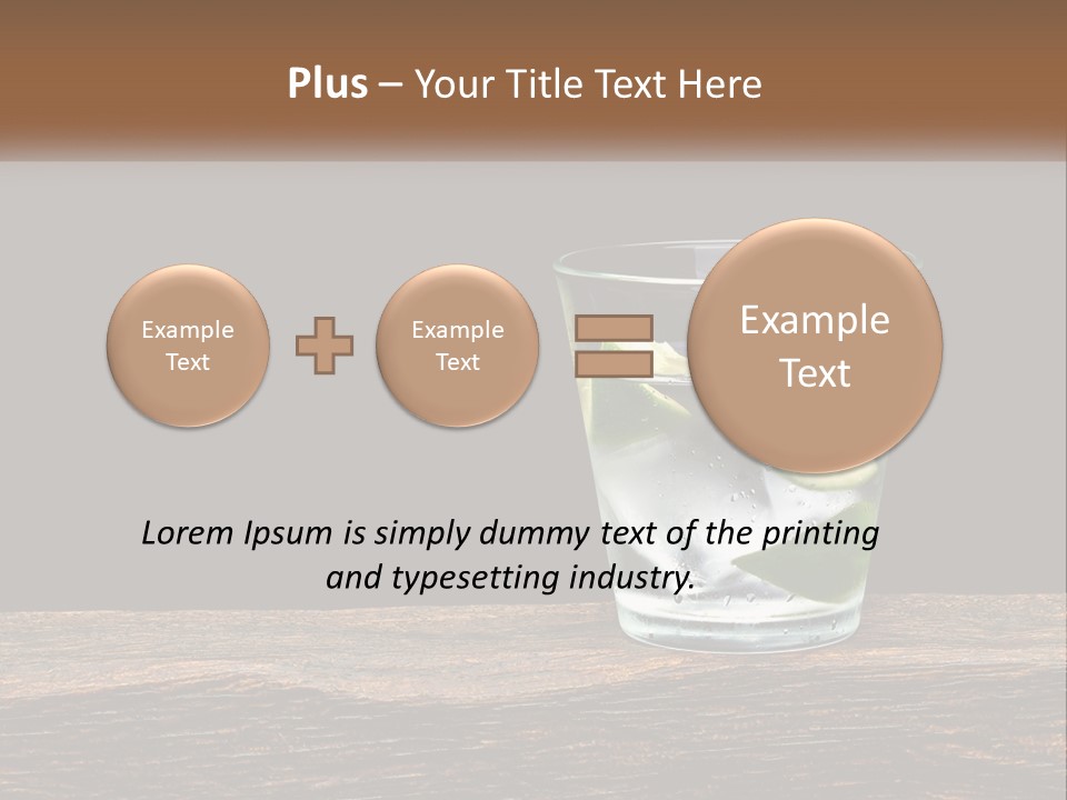A Glass Of Water With Limes And Ice On A Wooden Table PowerPoint Template