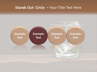 A Glass Of Water With Limes And Ice On A Wooden Table PowerPoint Template