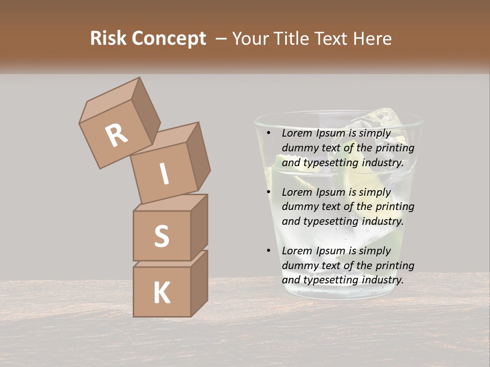 A Glass Of Water With Limes And Ice On A Wooden Table PowerPoint Template