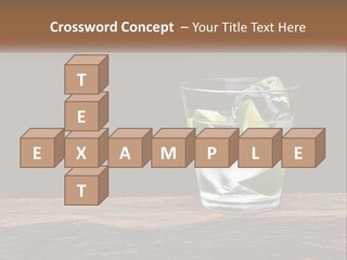 A Glass Of Water With Limes And Ice On A Wooden Table PowerPoint Template