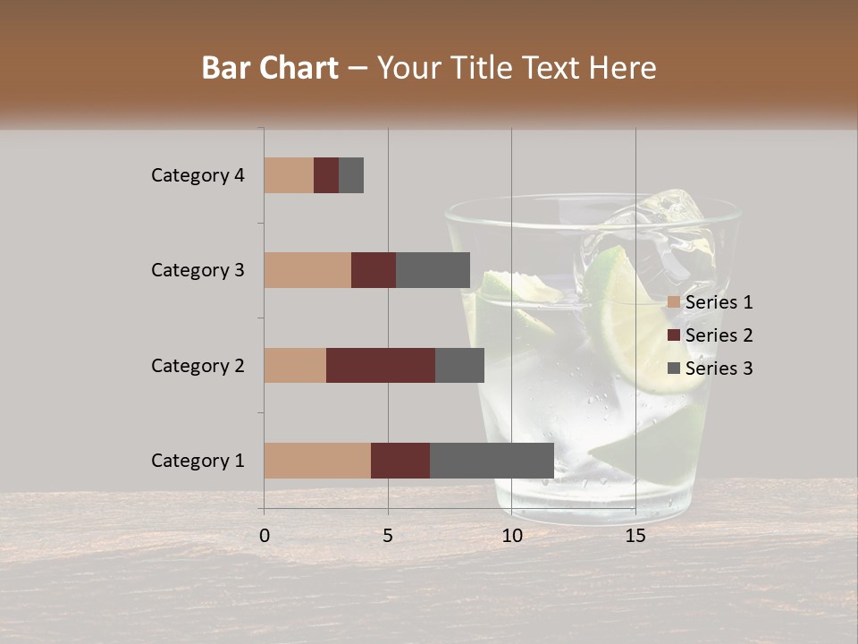 A Glass Of Water With Limes And Ice On A Wooden Table PowerPoint Template