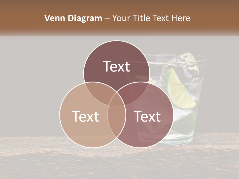 A Glass Of Water With Limes And Ice On A Wooden Table PowerPoint Template