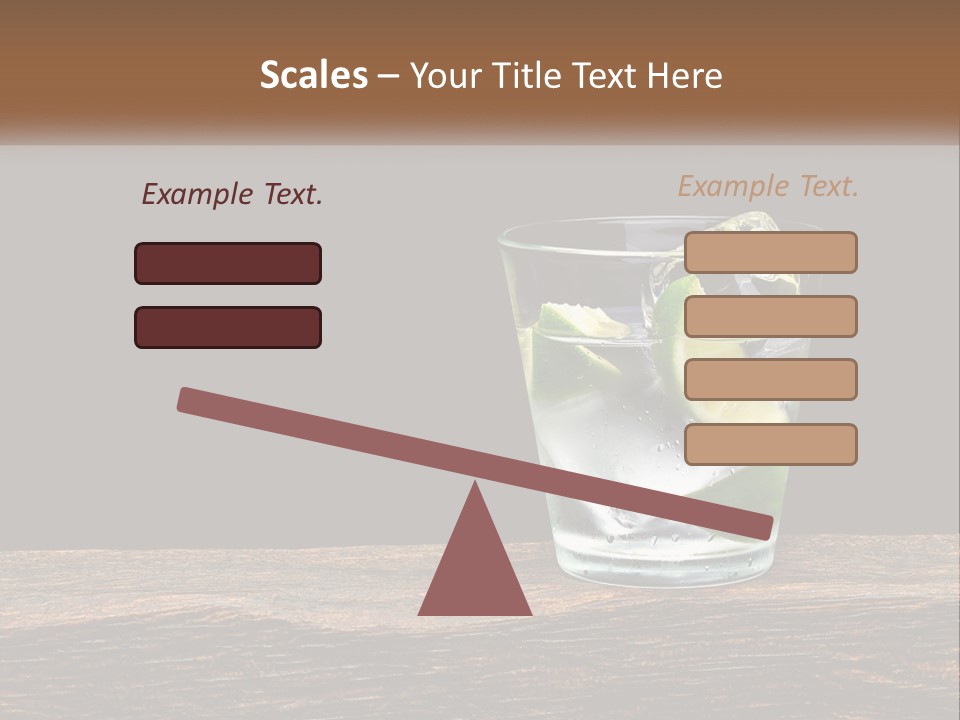 A Glass Of Water With Limes And Ice On A Wooden Table PowerPoint Template