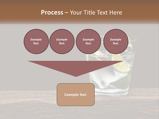 A Glass Of Water With Limes And Ice On A Wooden Table PowerPoint Template