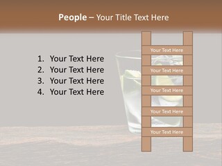A Glass Of Water With Limes And Ice On A Wooden Table PowerPoint Template
