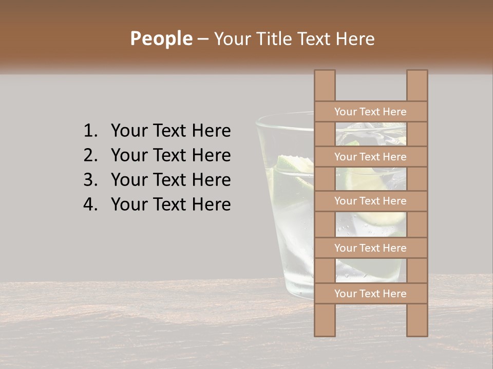 A Glass Of Water With Limes And Ice On A Wooden Table PowerPoint Template