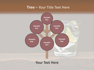 A Glass Of Water With Limes And Ice On A Wooden Table PowerPoint Template