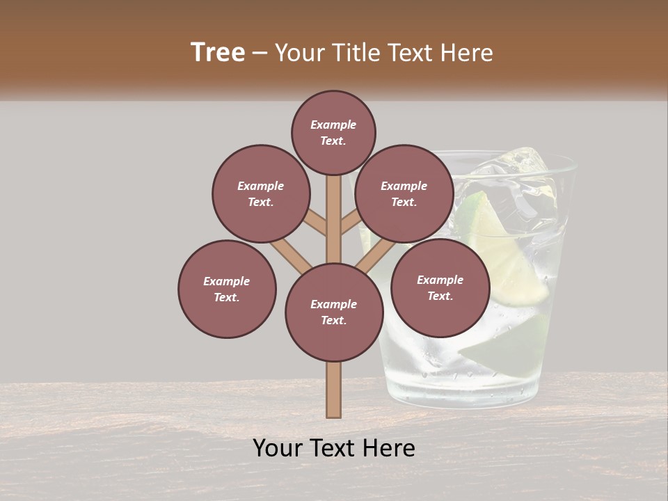 A Glass Of Water With Limes And Ice On A Wooden Table PowerPoint Template