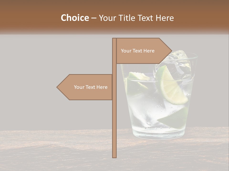 A Glass Of Water With Limes And Ice On A Wooden Table PowerPoint Template