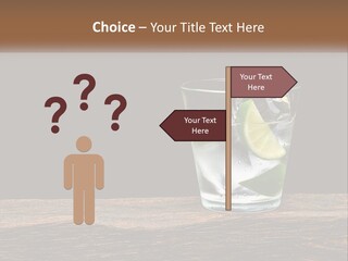 A Glass Of Water With Limes And Ice On A Wooden Table PowerPoint Template