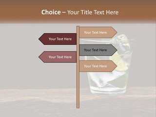 A Glass Of Water With Limes And Ice On A Wooden Table PowerPoint Template