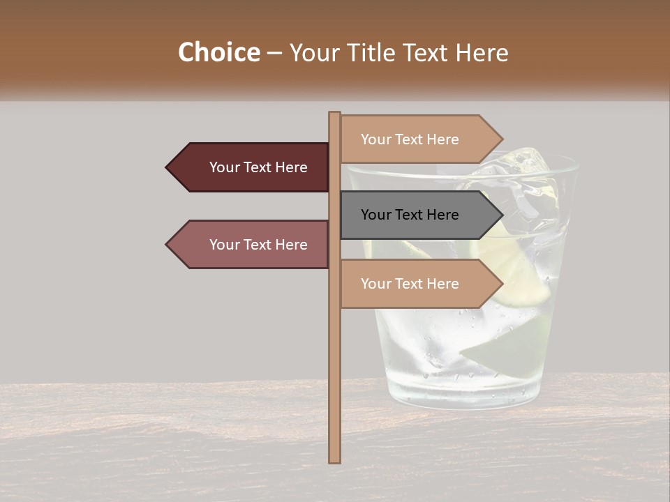 A Glass Of Water With Limes And Ice On A Wooden Table PowerPoint Template