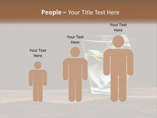 A Glass Of Water With Limes And Ice On A Wooden Table PowerPoint Template
