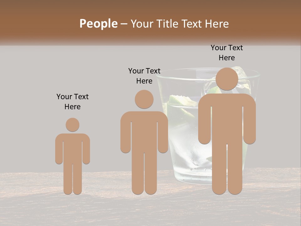 A Glass Of Water With Limes And Ice On A Wooden Table PowerPoint Template