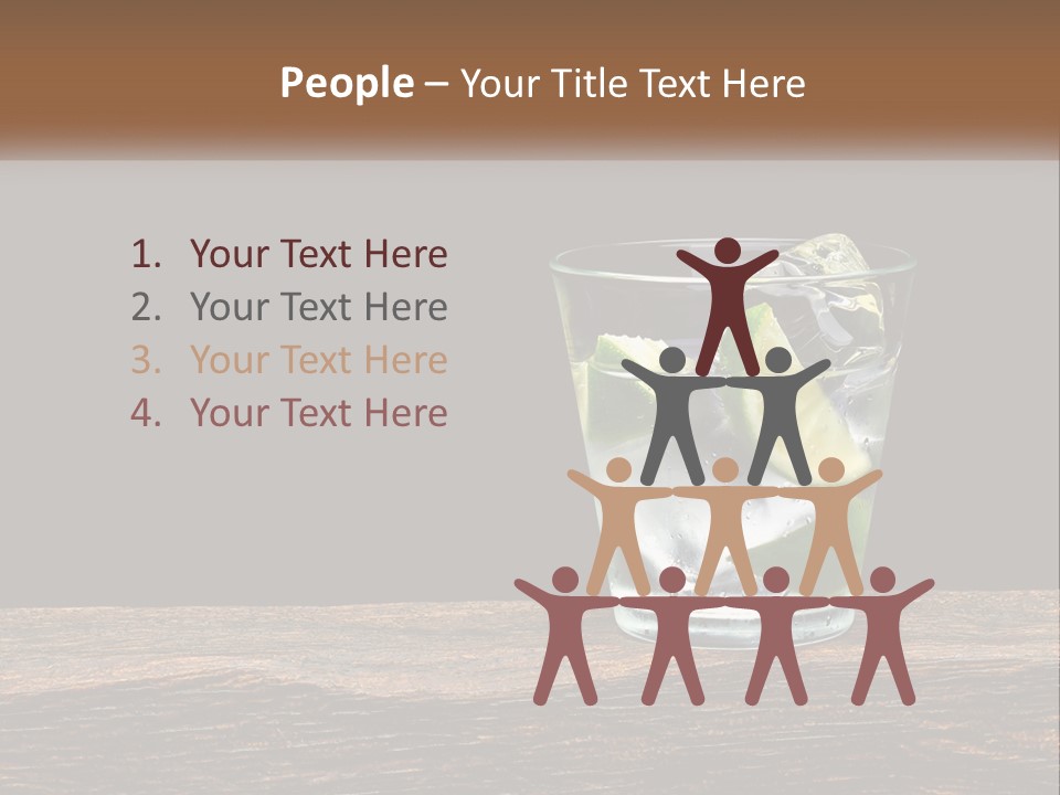 A Glass Of Water With Limes And Ice On A Wooden Table PowerPoint Template