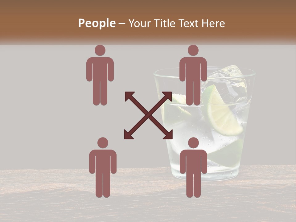 A Glass Of Water With Limes And Ice On A Wooden Table PowerPoint Template