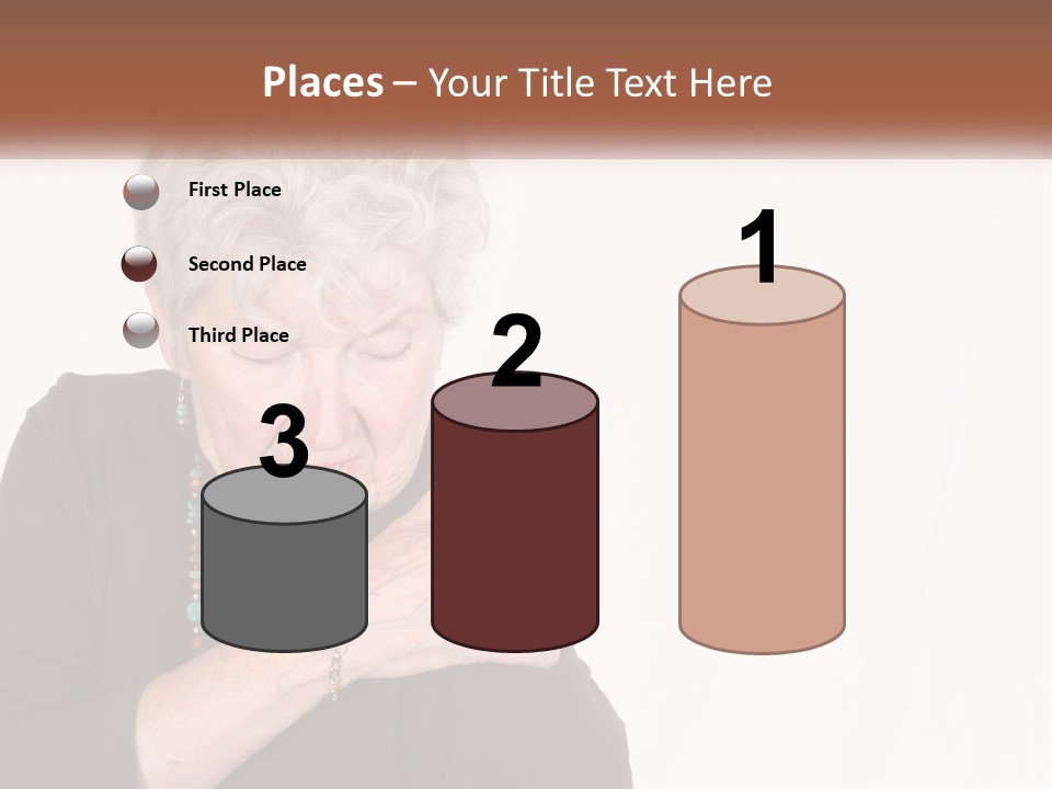 An Elderly Woman Holding Her Hands To Her Chest PowerPoint Template