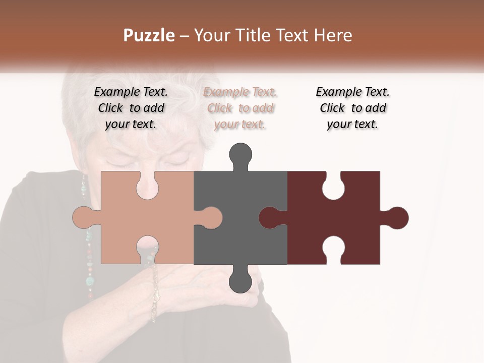 An Elderly Woman Holding Her Hands To Her Chest PowerPoint Template