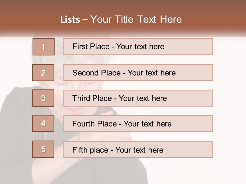 An Elderly Woman Holding Her Hands To Her Chest PowerPoint Template