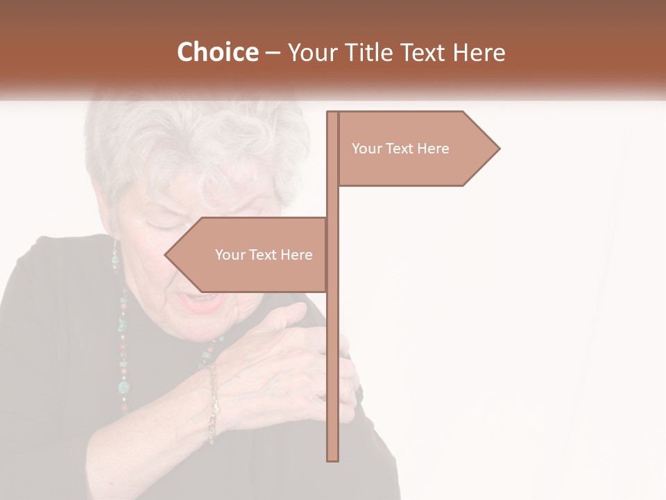 An Elderly Woman Holding Her Hands To Her Chest PowerPoint Template