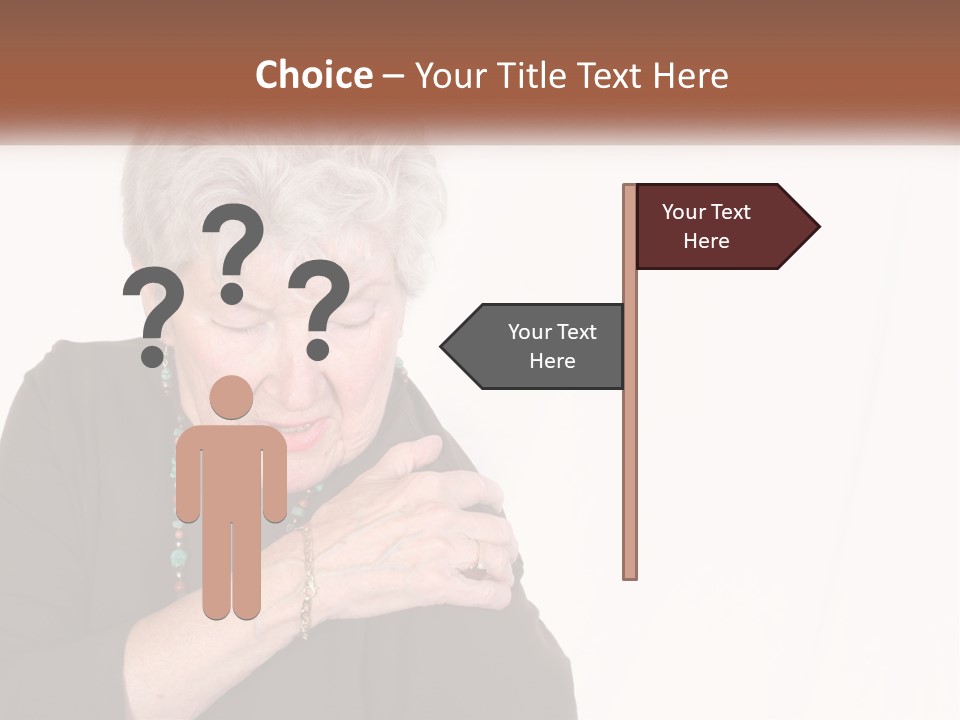 An Elderly Woman Holding Her Hands To Her Chest PowerPoint Template