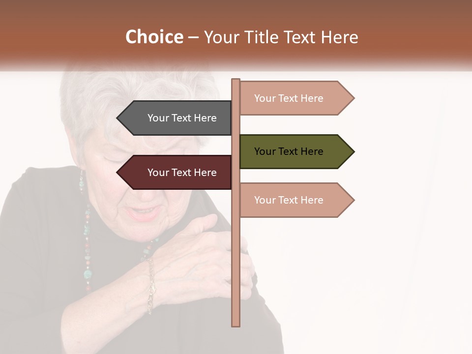 An Elderly Woman Holding Her Hands To Her Chest PowerPoint Template