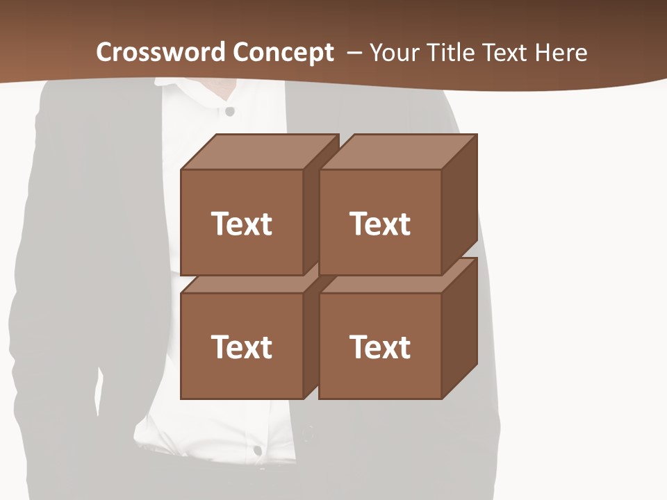 A Man In A Suit Standing In Front Of A Brown Background PowerPoint Template