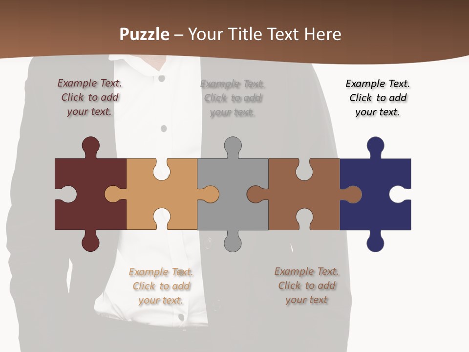 A Man In A Suit Standing In Front Of A Brown Background PowerPoint Template